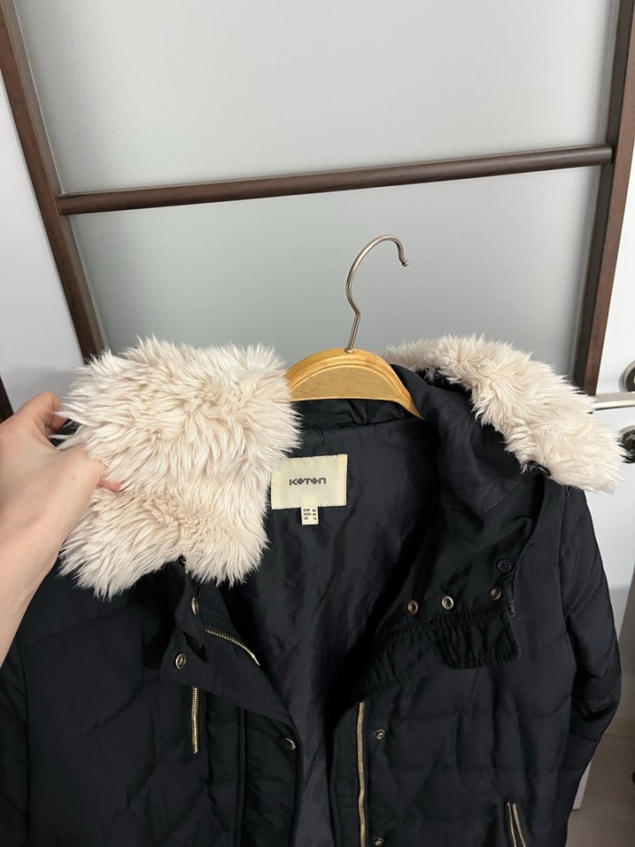 Lacivert Kapüşonlu Fermuarlı Kadın Mont - Görsel 2