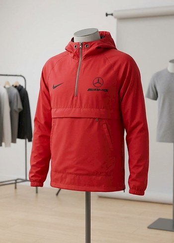 Nike Kirmizi Parlak Kapusonlu Erkek Yagmurluk