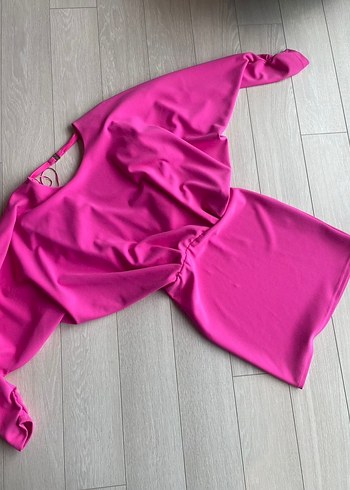 zara Pembe Drapeli Mini elbise