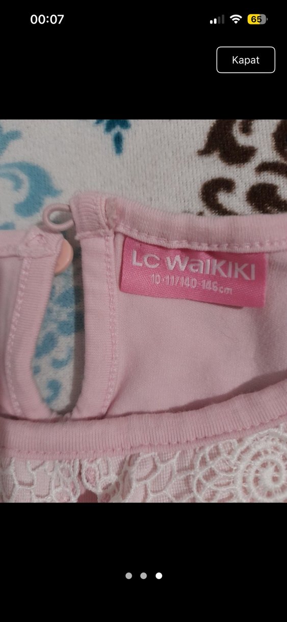 Kız Çocuk Pembe Dantel Detaylı Tişört - Görsel 3