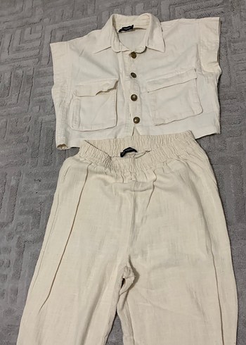 Düğmeli bej KadınTakım - Görsel 6