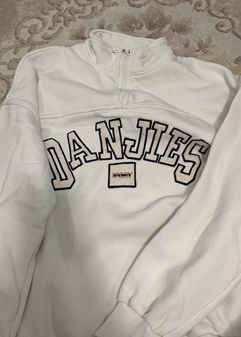 Gri Baskılı Kadın Sweatshirt Yarım Fermuarlı - Görsel 2