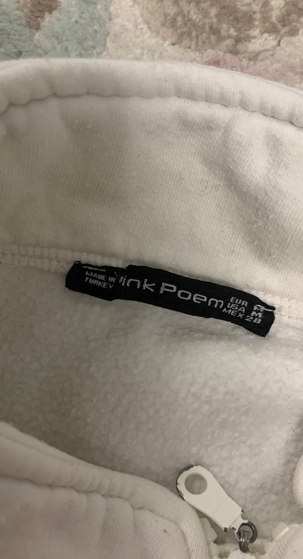 Gri Baskılı Kadın Sweatshirt Yarım Fermuarlı - Görsel 3