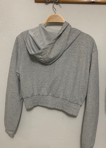 Gri Kapüşonlu Kadın Sweatshirt - Görsel 2