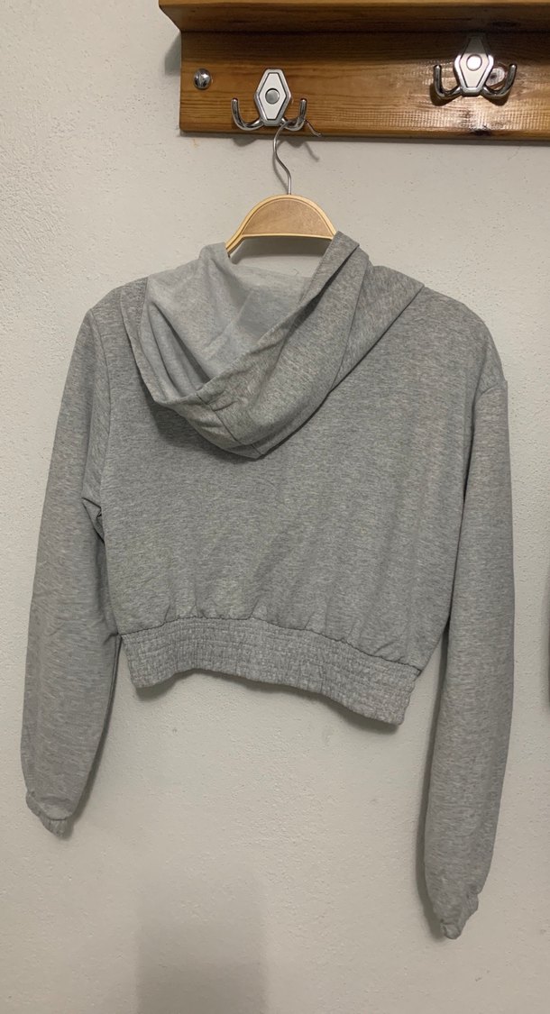 Gri Kapüşonlu Kadın Sweatshirt - Görsel 2