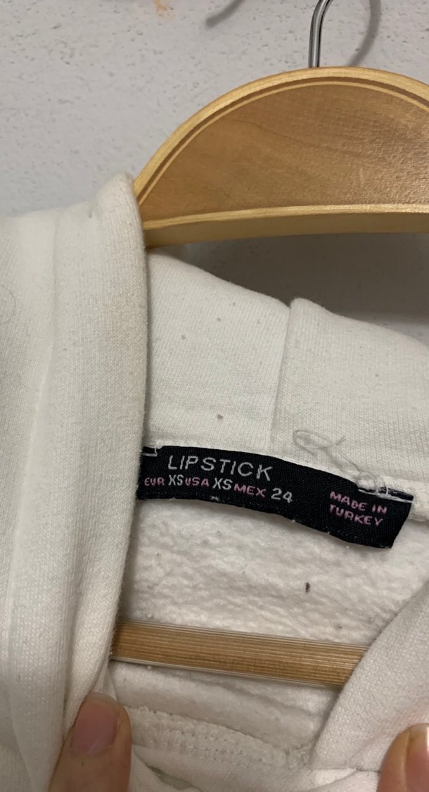 Kadın Beyaz Kapüşonlu Kısa Sweatshirt - Görsel 3