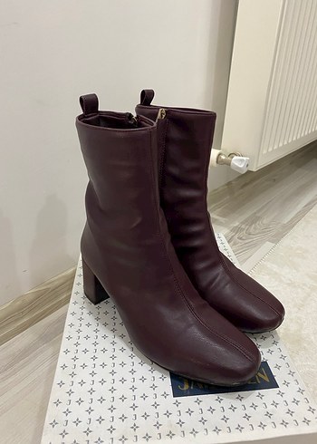 Bordo Deri Kadın Bot