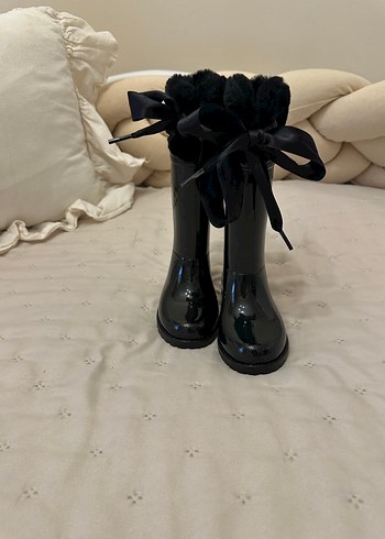 Kız Çocuk Siyah Kürklü  Yağmur Çizmesi - Görsel 4