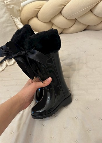 Kız Çocuk Siyah Kürklü  Yağmur Çizmesi - Görsel 5