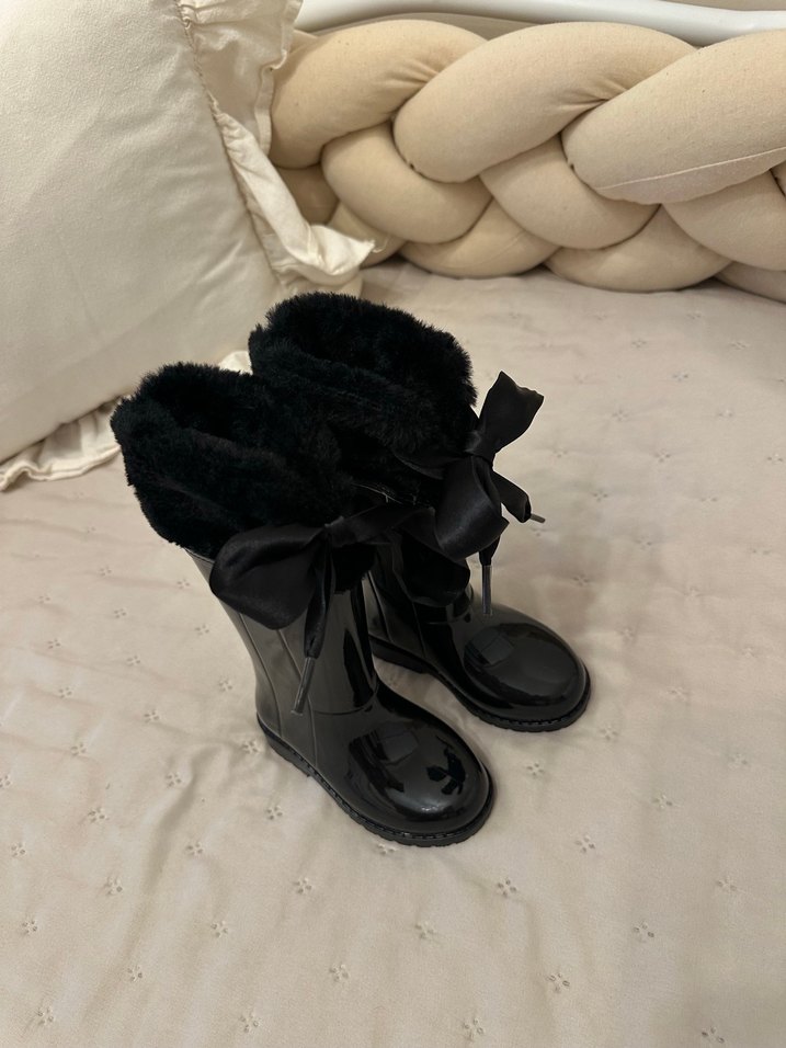Kız Çocuk Siyah Kürklü  Yağmur Çizmesi - Görsel 3
