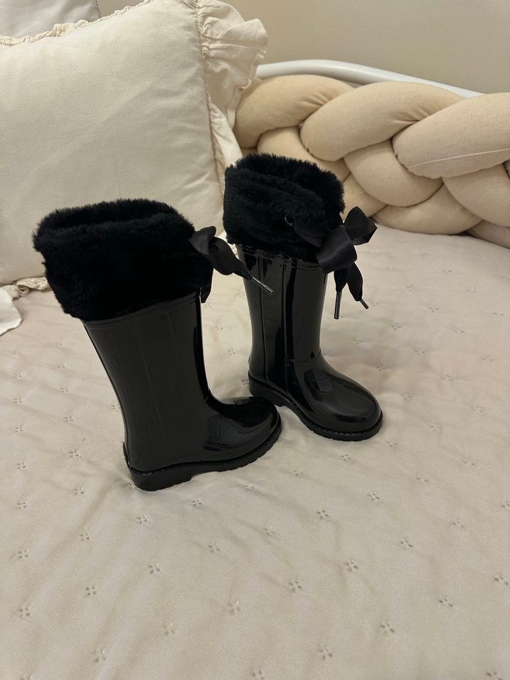 Kız Çocuk Siyah Kürklü  Yağmur Çizmesi - Görsel 2