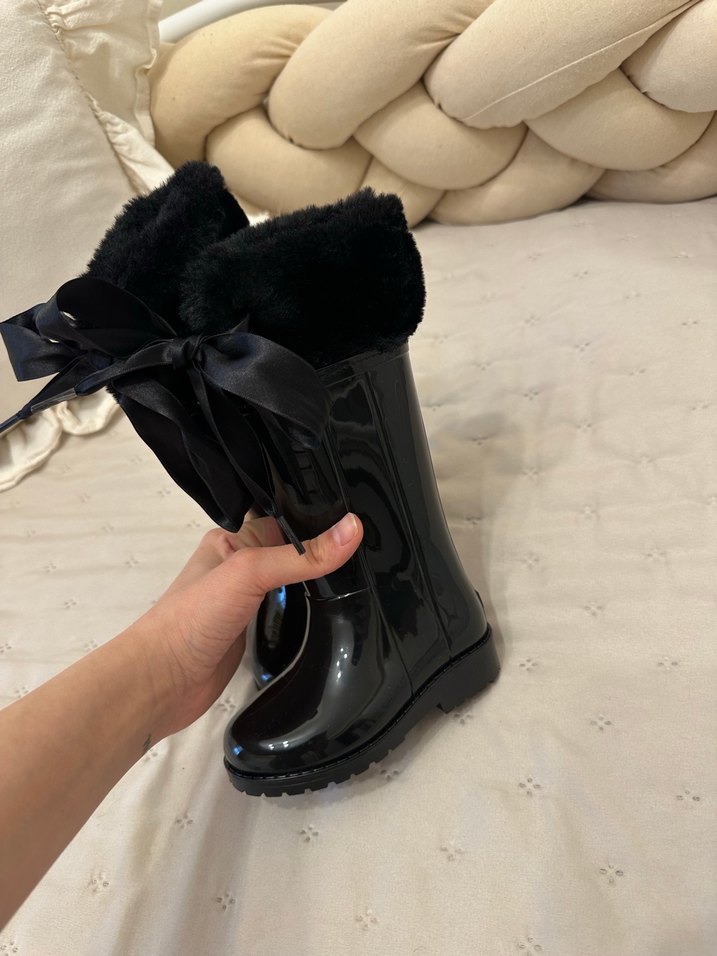 Kız Çocuk Siyah Kürklü  Yağmur Çizmesi - Görsel 5