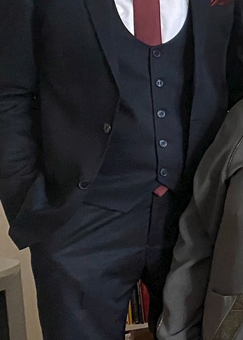 Bordo Düz Desen Erkek Ofis Takımı - Görsel 2