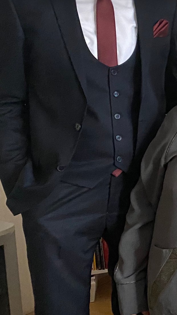 Bordo Düz Desen Erkek Ofis Takımı - Görsel 2