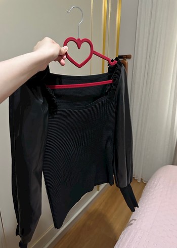 Siyah Straplez Yaka Uzun Kollu Kazak - Görsel 2