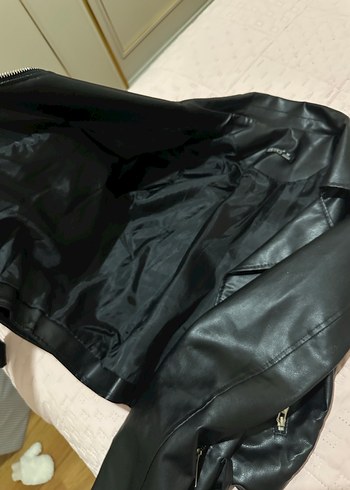 Kadın Siyah Deri Ceket - Görsel 5