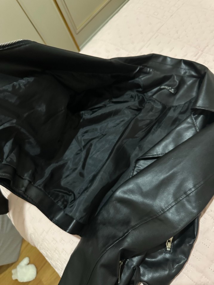 Kadın Siyah Deri Ceket - Görsel 5