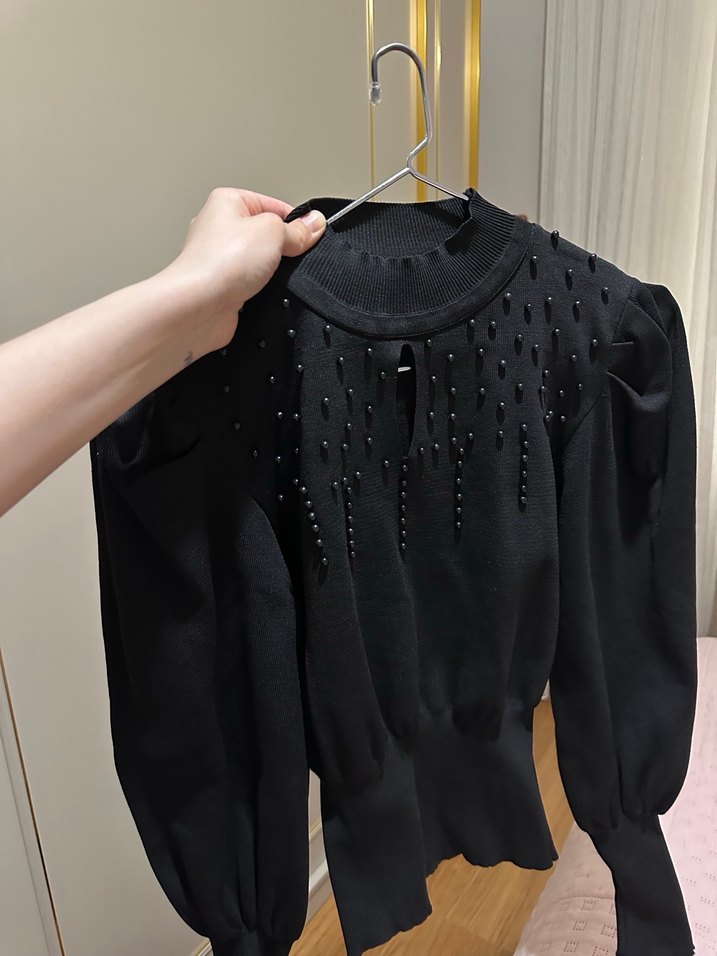 , Siyah Kadın Triko Kazak - Görsel 3