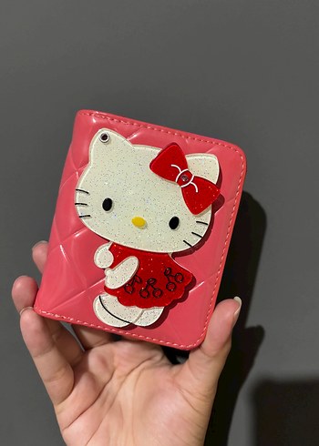 Pembe Parlak Hello Kitty Aynalı Kadın Cüzdanı