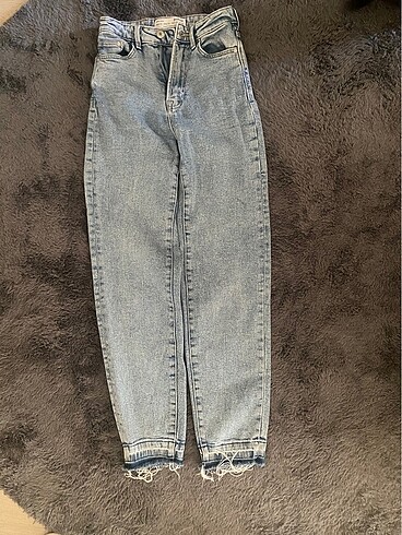 xs Beden mavi Renk Mom slim kot pantolon