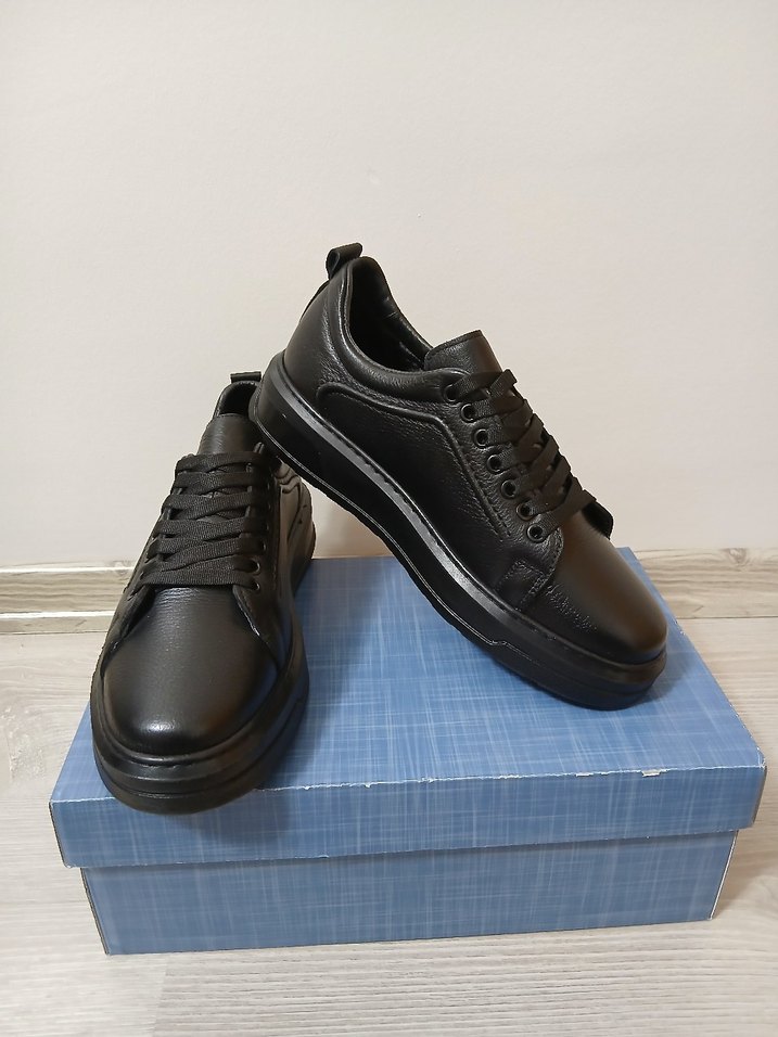 Siyah Bağcıklı Erkek Street Wear Spor Ayakkabı - Görsel 2