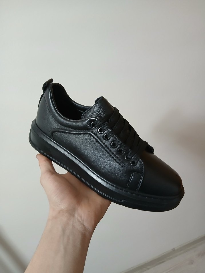 Siyah Bağcıklı Erkek Street Wear Spor Ayakkabı - Görsel 3