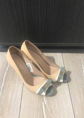 Bej Tokalı Modern Klasik Kadın Topuklu Ayakkabı - Görsel 2