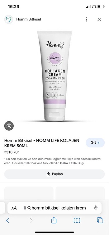 Beden Renk Kolajen Krem