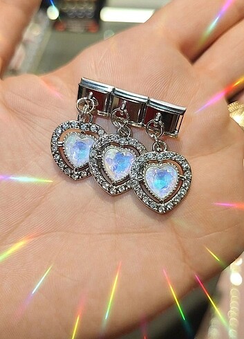 Renkli Taşlı Kalp Charm
