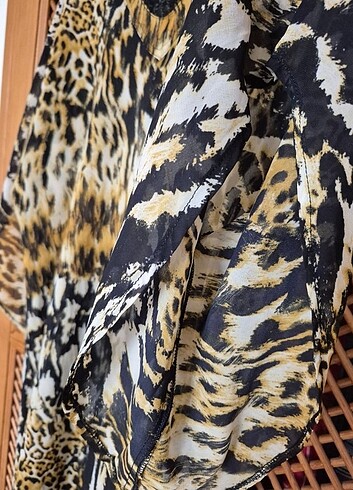 xl Beden çeşitli Renk Leopar şifon elbise