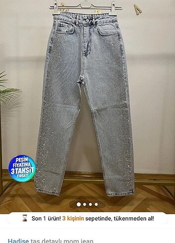 Taşlı kot mom Jean 