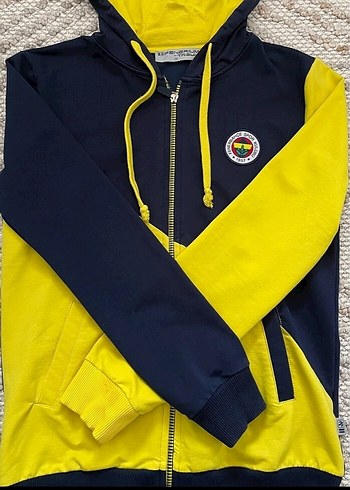 Sarı Siyah Kapüşonlu Fermuarlı Erkek Sweatshirt - Görsel 2