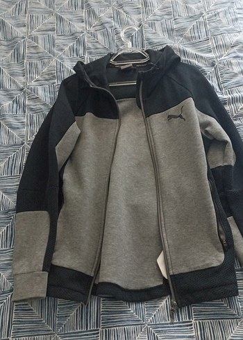 Erkek Gri Fermuarlı Yüksek Yakalı Sweatshirt