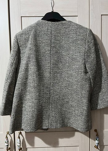 Düğmeli Kısa Gri Kadın Ceket - Görsel 2