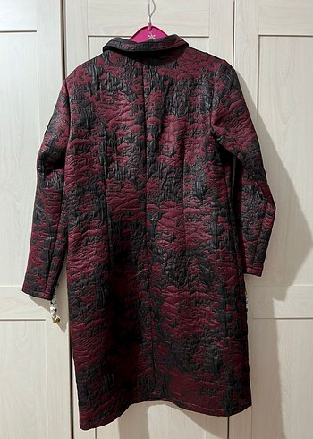 Diğer Bordo Desenli Uzun Fermuarlı Elbise