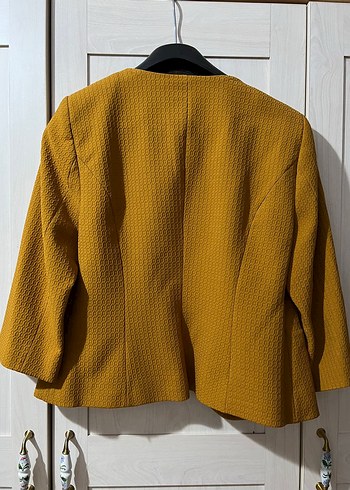 Sarı Kadın Düğmeli Modern Klasik Blazer - Görsel 2