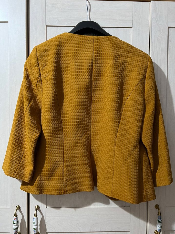 Sarı Kadın Düğmeli Modern Klasik Blazer - Görsel 2