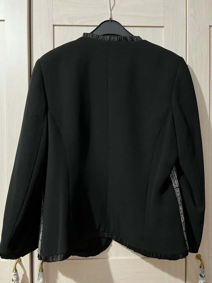 Kadın Siyah Gri Midi Ceket - Görsel 2