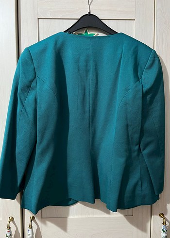 Düğmeli Turkuaz Kadın Blazer Ceket - Görsel 2