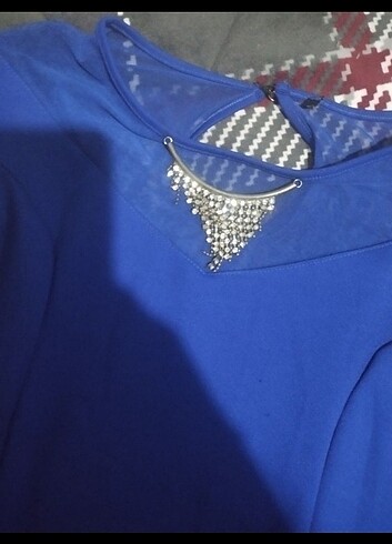 Taş detaylı uzun abiye elbise - Görsel 3