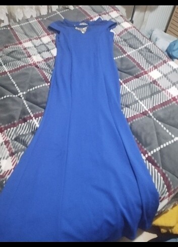 Taş detaylı uzun abiye elbise - Görsel 4