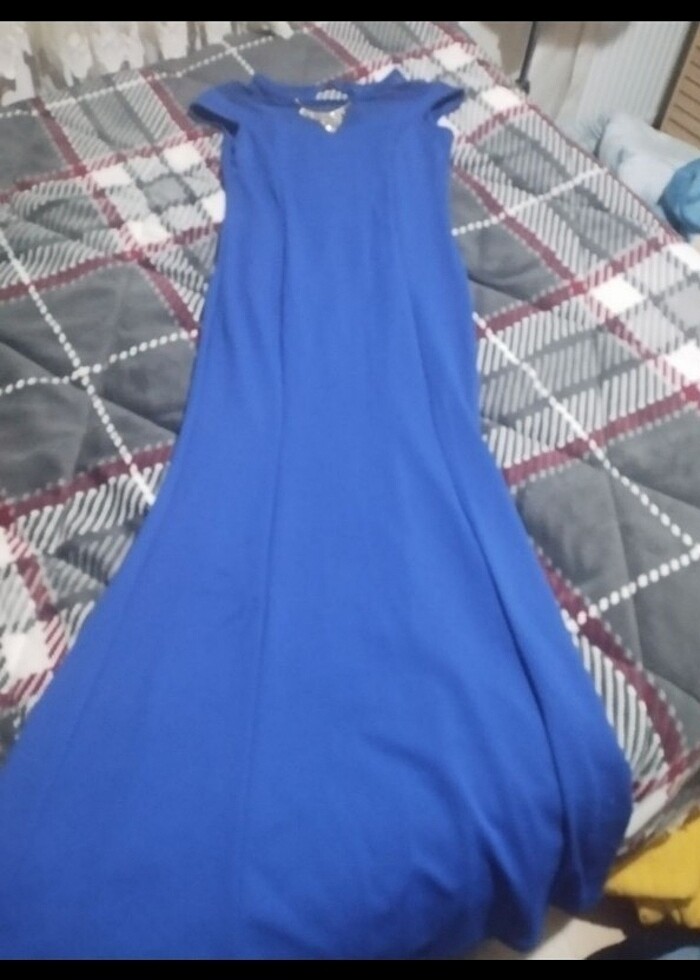 Taş detaylı uzun abiye elbise - Görsel 4