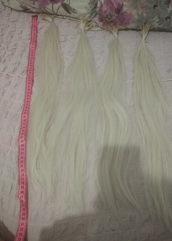 Beden sarı Renk 65 cm 200 adet platin sarısı mikro kaynak saç