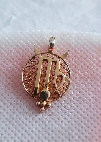 Altın Kaplı Gümüş Başak Burcu Kolye Ucu - Görsel 4