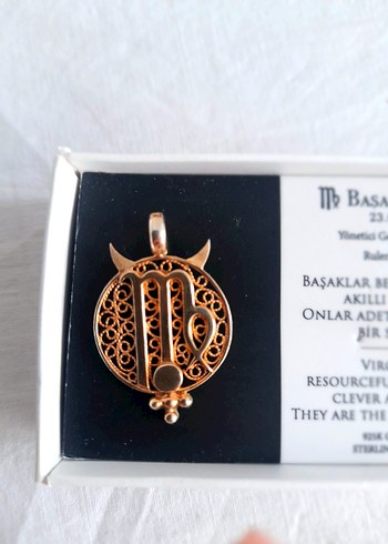 Altın Kaplı Gümüş Başak Burcu Kolye Ucu - Görsel 2