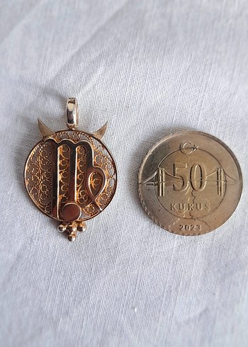 Altın Kaplı Gümüş Başak Burcu Kolye Ucu - Görsel 8