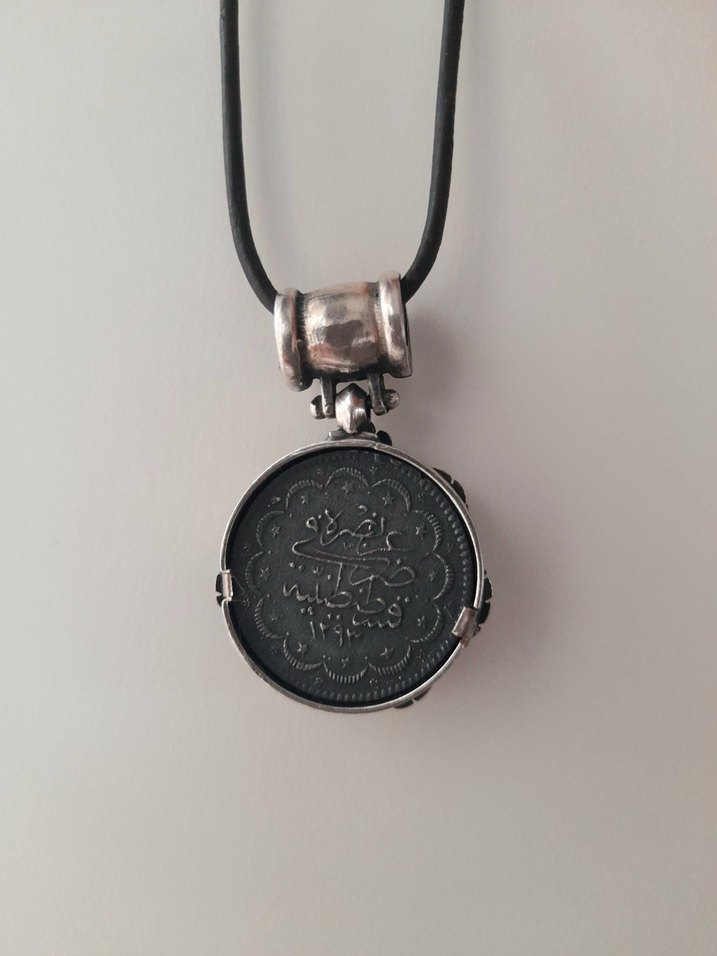 Gümüş Orjinal 2. Abdülhamid Han Osmanlı  Para Kolye - Görsel 5