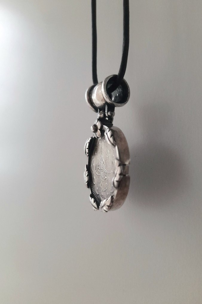 Gümüş Orjinal 2. Abdülhamid Han Osmanlı  Para Kolye - Görsel 3