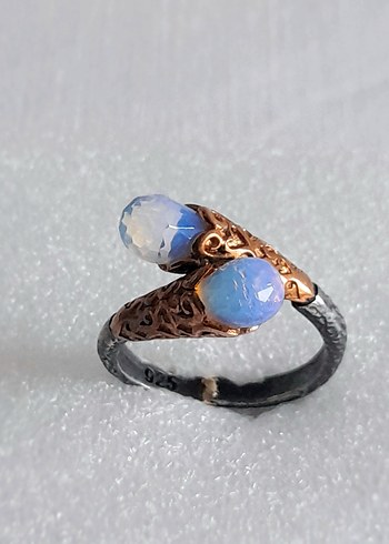 925 Ayar Aguamarin Taşlı Gümüş Yüzük - Görsel 2