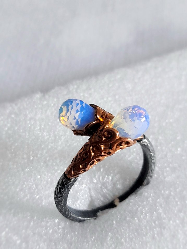 925 Ayar Aguamarin Taşlı Gümüş Yüzük - Görsel 5